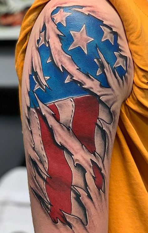 57 Classic Flag Tattoos On Chest  Tattoo Designs  TattoosBagcom