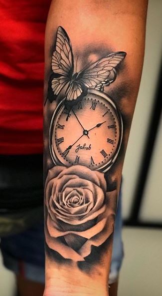 half sleeve rose and butterfly tattooTikTok Search