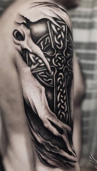 Canine Warrior Celtic Cross Tattoo Design  LuckyFish Art