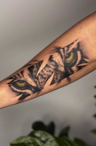 Green Eye Tiger Head Tattoo  Wake up Tattoo