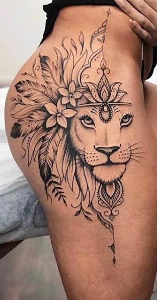 feminine lion tattoo 1  KickAss Things