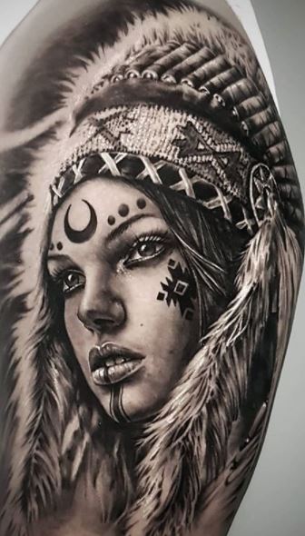 American indian woman Tattoo sketch handmade design over vinta Stock  Photo  Alamy