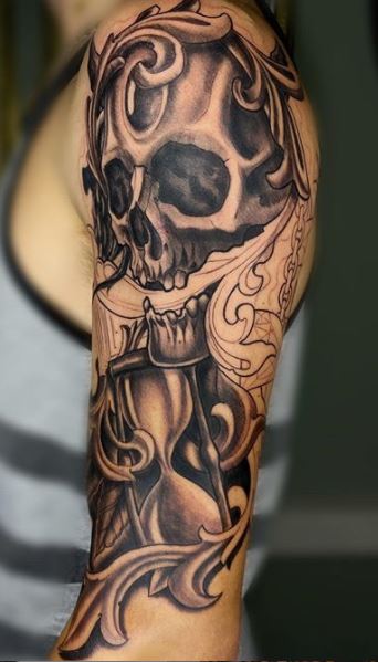 Unique Full Sleeve Sugar Skull Tattoo by Jake Bertelsen: TattooNOW