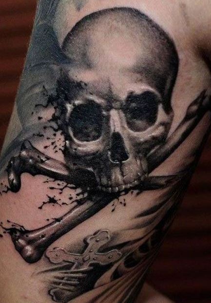 Skull And Cross Bones by Cat Johnson TattooNOW
