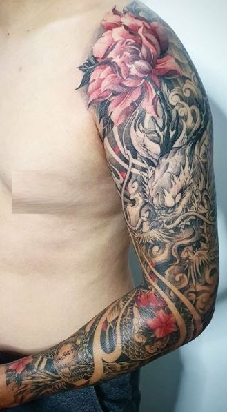 Lotus Tattoo  Japanese dragon and peony flower tattoo done by Mark here at  Lotus tattoo Give Mark a follow and come get tattooed tatumark  tatumark tatumark tatumark tatumark  Facebook