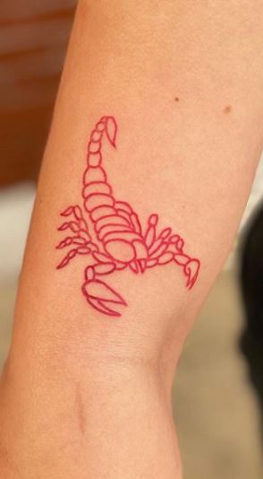 Black Ink Outline Scorpion Simple Line Mens Arm Tattoo | Simple line tattoo,  Simple arm tattoos, Line tattoos