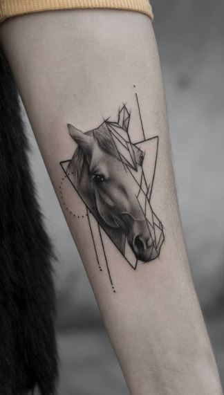 Tattoo tagged with animal black bobqueiroz forearm geometric shape  horse little polygon small tiny  inkedappcom