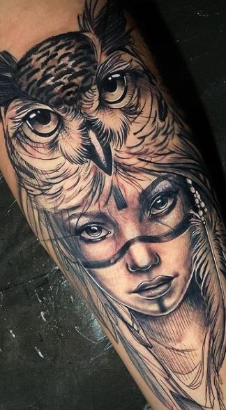 Owl Tattoo Design  Creative Fabrica