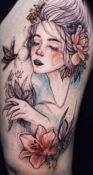 Fairy and Flowers Tattoo by MuddyGreen on DeviantArt