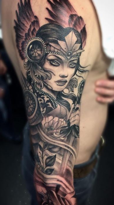 Realistic Valkyrie Sleeve Tattoo  TATTOOGOTO