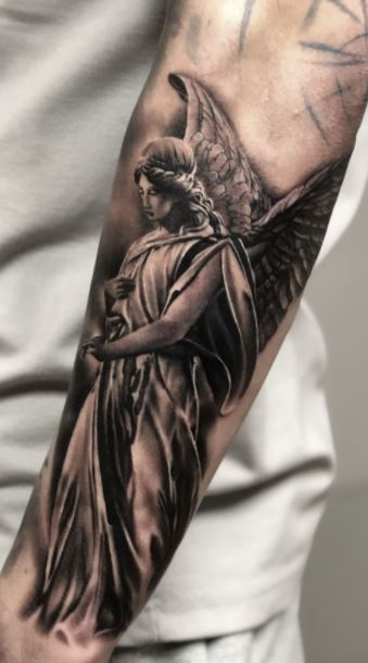 50 Beautiful Angel Tattoos For Men 2023 Devil Demon  Archangel