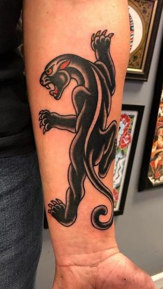 Realistic Panther Tattoo On man Arm Sleeve