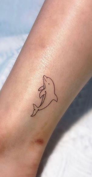 Premium Vector | Transferable temporary girl tattoo dolphin on the waves  and hearts lineart 90's style