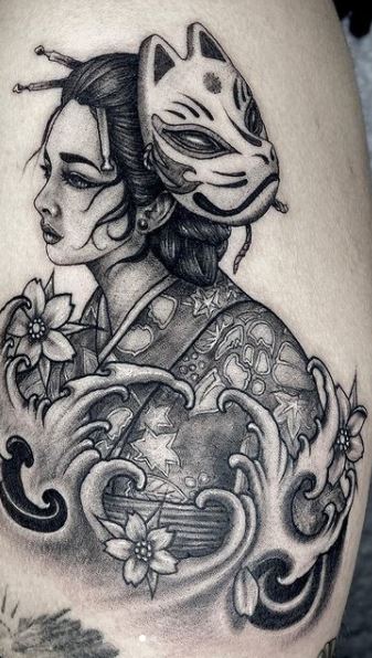 ArtStation  Tattoo Design   Geisha  full back 