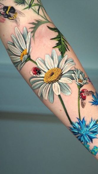 Gerbera Daisy Tattoo Ankle