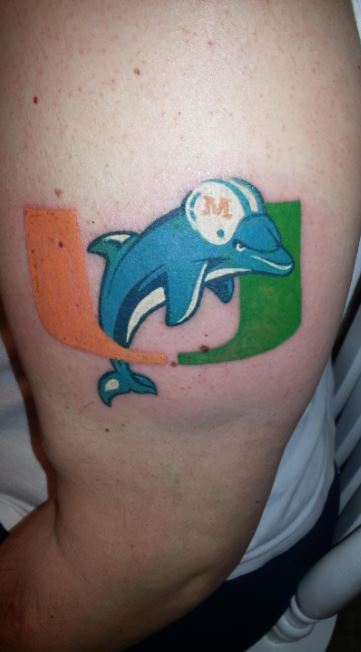 Its national tattoo day any love for my old mans ink he got this  morning  rmiamidolphins