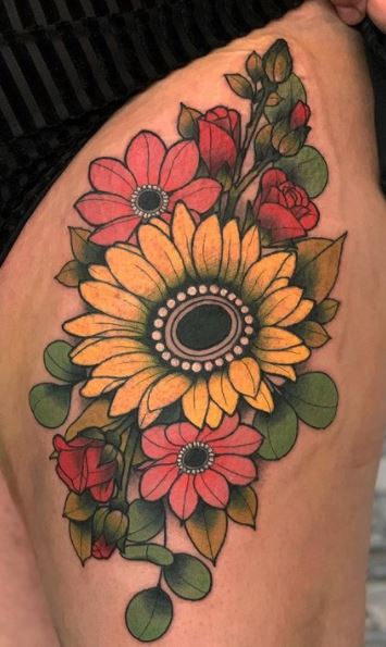 sunflower in Old School Traditional Tattoos  Search in 13M Tattoos  Now  Tattoodo