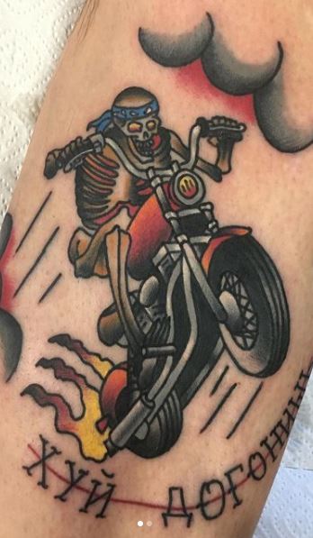 Skeleton Riding Chopper Motorcycle Tattoo Retro  Ubuy Nepal