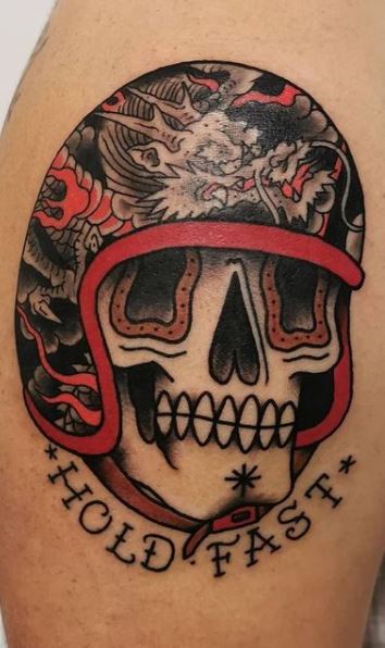 Traditional Skeleton Biker Tattoo Design Sticker for Sale by FOREVER TRUE  TATTOO  Redbubble
