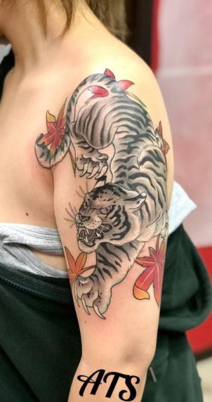 Japanese Tiger Head  Black and White Temporary Tattoo Fake Tattoo   neartattoos