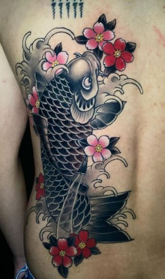 Koi carp and cherry blossoms tattoo by Deborah Pow  Tattoogridnet