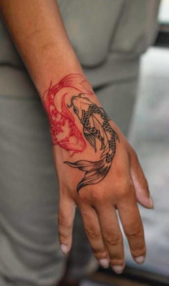 Painted Temple : Tattoos : Traditional Asian : Red Koi Tattoo