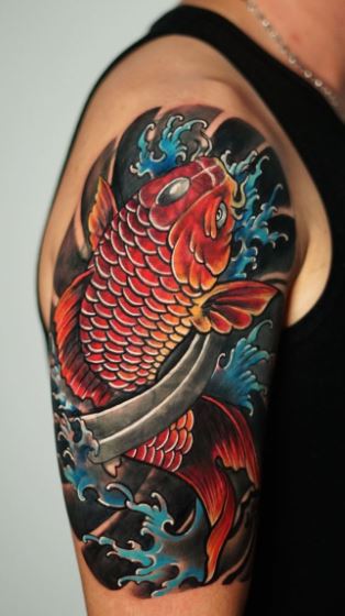 Koi Fish Tattoo Half Sleeve  GEORGE BARDADIM  Tattoo Artist NYC