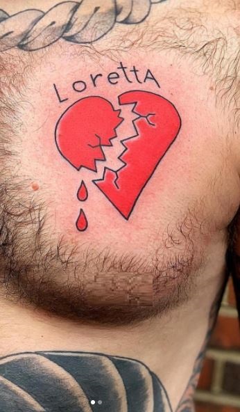 Small red broken heart temporary tattoo get it here