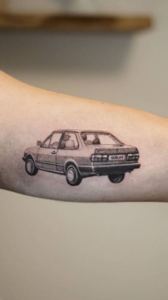car tattoos go skrrt too 🚗💨 #cartattoos #finelinetattoos