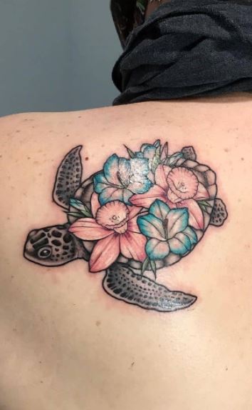 JASON PEREA  tattoo custom turtle flowers color colorful  traditional tattoos tat ink bodyart fun tropical work workflow  dailygrind seaturtle leaves florida keylargo flkeys  southofheaventattoo follow likeforlikes todayshustle 