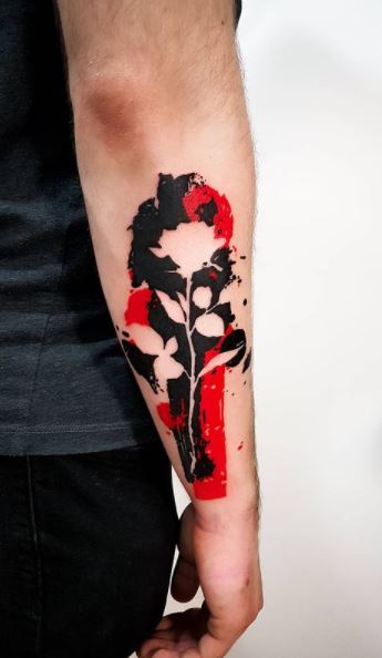 Black flower and red moon tattoo  Tattoogridnet