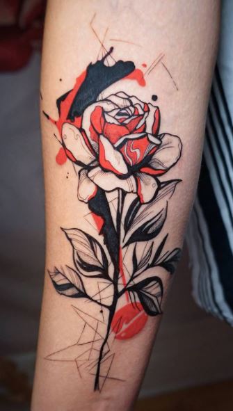 These black and red tattoos are the perfect edgy pop of color