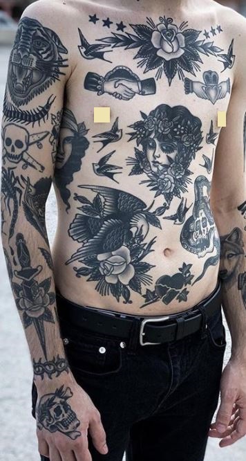 Japanese patchwork sleeve  Yokai Society Tattoo  Facebook