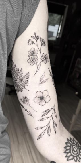 Minimalist patchwork sleeve tattoo   Rydelreib Tattoo  Facebook