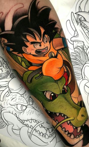 Goku and Shenron sketch I did for tattoo  9GAG