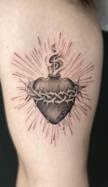 100 Divine Sacred Heart Tattoos, Ideas, & Meaning - Tattoo Me Now