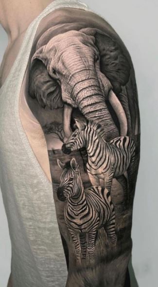 Tattoo uploaded by Alo Loco Tattoo  The Felines Full Arm Sleeve London  UK  blackandgrey realistic tattoos tiger fullsleeve  Tattoodo