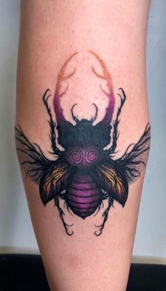 First color tattoo  Traditional scarab beetle inked by Melissa at Fat  Rams in Boston  rtattoos