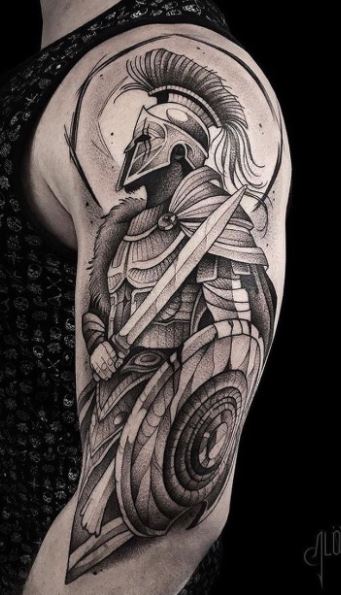 Knight's helmet tattoo - Tattoogrid.net