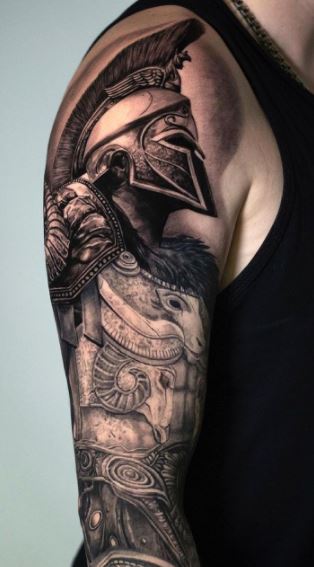 Realistic 300 Spartan Tattoo Black and Grey 