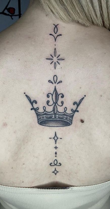 Tattoo with banner female face with crown Vector Image