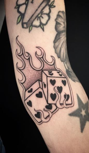 jareds flaming 20sided dice  Josh Wright Tattoo