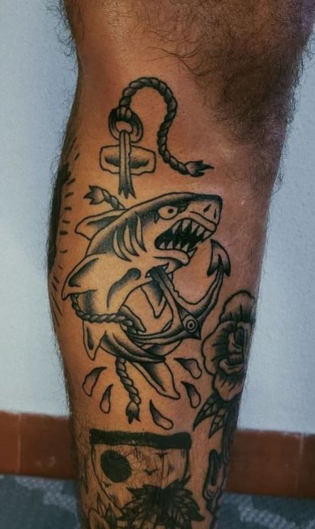 Traditional old school shark tattoo Royalty Free Vector