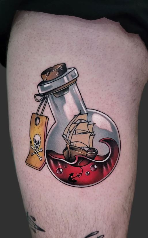 sailboat tattoo thigh