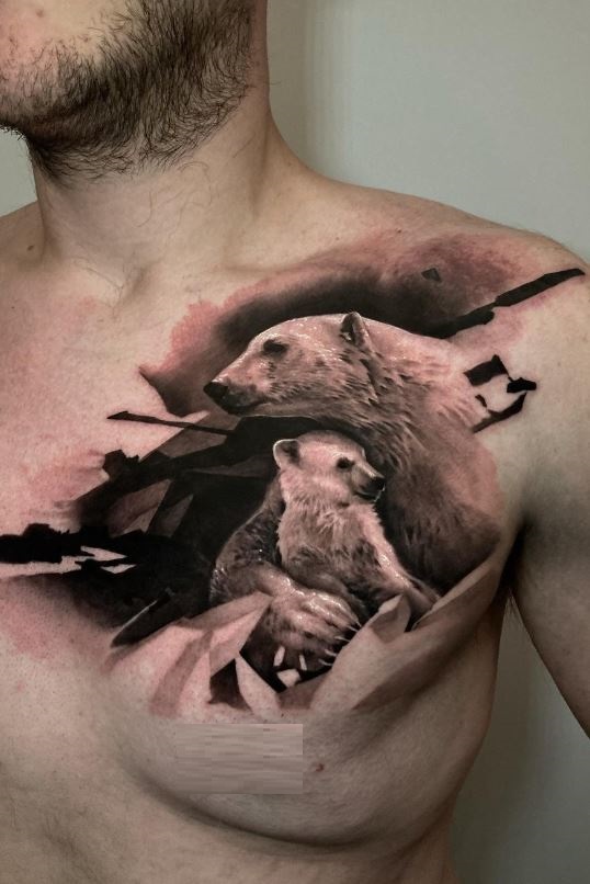 winterstone on Instagram MAMA BEAR AND CUB mama cub bear love  singleneedle tattoo tattooedgirls