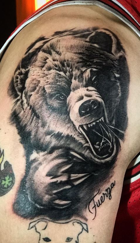 Angry Polar Bear Tattoo On Forearm