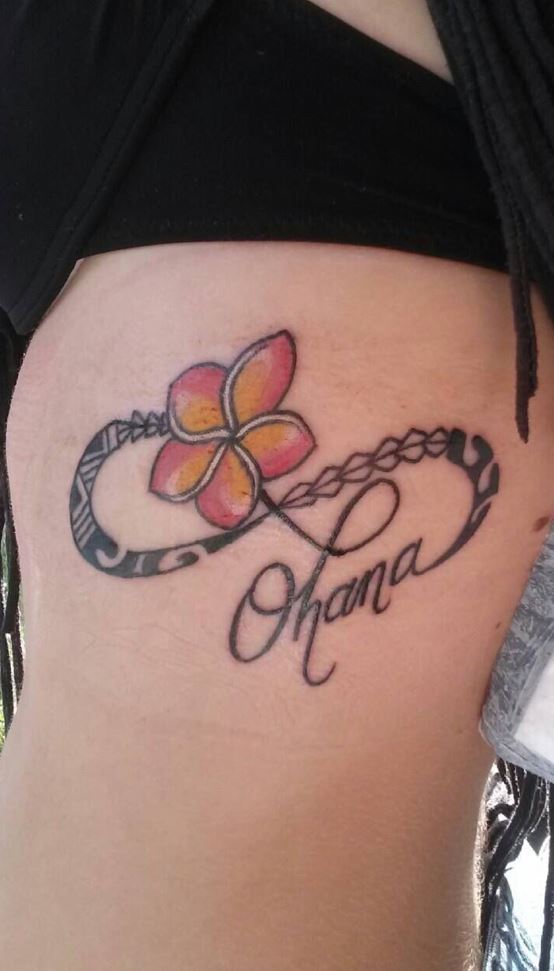 Ohana  Watercolor Stitch With Flowers Tattoo On Right Arm By Alex