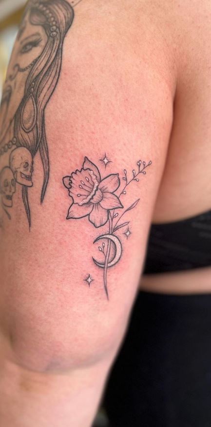 Black and White Daffodil Tattoo
