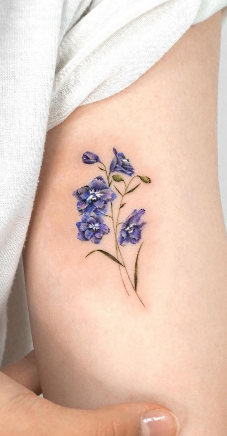 July birthflower flash Larkspur so pretty July and August bookings will  be available soon    tattooflash birthflowertattoo  Instagram