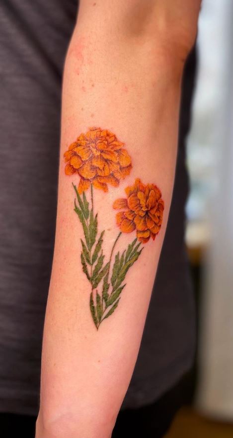 marigold  Marigold tattoo Tattoos Ribbon tattoos